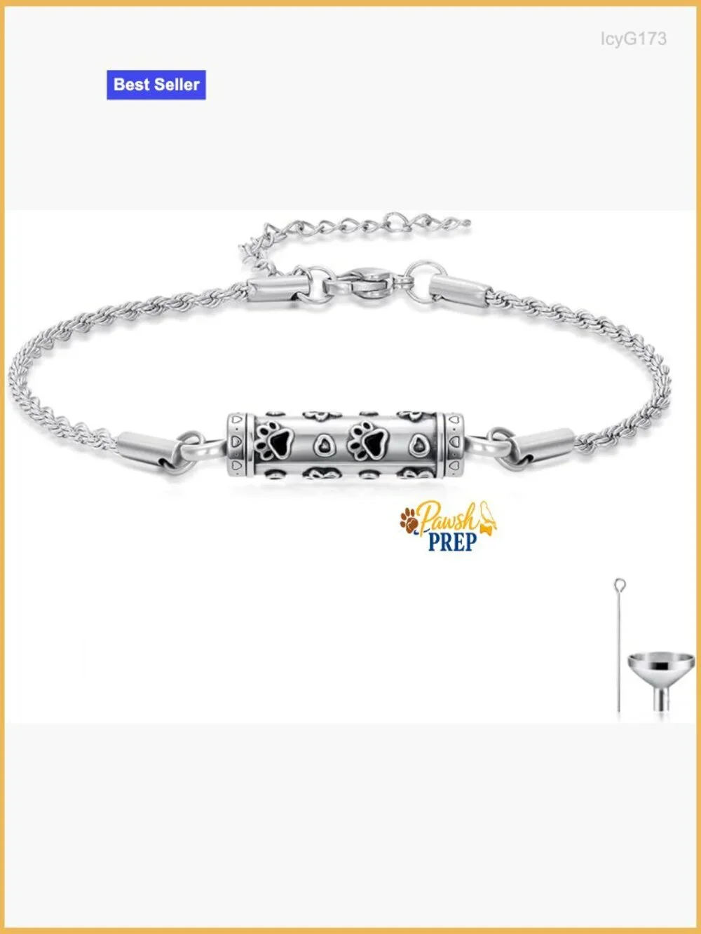 Large Paw Print Urn Bracelet for Ashes Keepsake Memorial Jewelry Gift